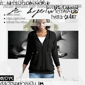 Sweat-shirt léger et respirant pour femme, couleur unie, décontracté, avec fermeture éclair intégrale, poches, manches longues, effet délavé, pour l'hiver et l'automne - Product Image 2