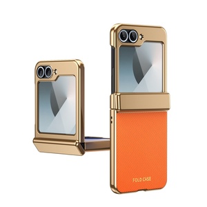 Funda de Teléfono de Cuero PU al por Mayor para Samsung Z Flip 8 3 4 5 6 7 con Protector de Pantalla Frontal, Marco Metálico y Cubierta Rígida Antigolpes - Product Image 1