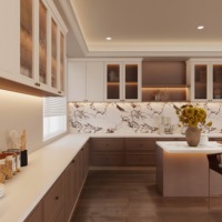 Armoire murale de rangement de cuisine Aige, en panneaux de particules, design moderne, ensemble d'armoires pour villa