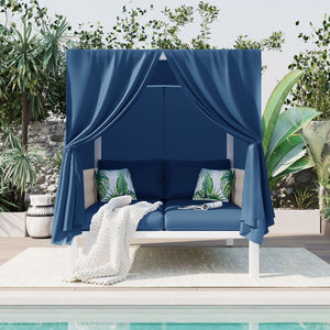 Modern Portable Foldable Outdoor Patio <b>Sunbed</b> Curtains Woven Rope Material Eco-Friendly for High Comfort Multiple Scenarios - Product Image 2