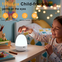 Lámpara de Noche con Forma de Huevo, 3 Colores, Regulación Continua, Control Táctil USB Tipo-C, con Memoria, para Dormitorio, Hogar y Oficina