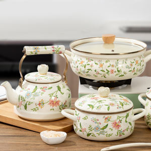 Marmite à soupe émaillée à double anse de 18/20/24/26 cm, de qualité alimentaire, épaissie, avec couvercle en verre, pour usage domestique - Product Image 1