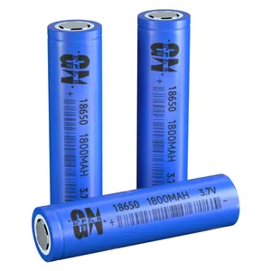 Bateria de lítio 18650 cilíndrica recarregável, 3.7v 1800mah lifepo4 18650 mah