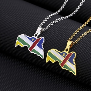 Nuevo Collar con Mapa de la República Centroafricana, Colgante Personalizado con Forma de Mapa de País, Collar de Acero Inoxidable con Mapa - Product Image 1