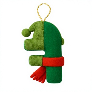 Handmade Customized Wool Felt Letter F Christmas Ornament Eco-Friendly Best Himalaya Green <b>Red</b> <b>Scarf</b> Wall Hanging Traditional - Product Image 3