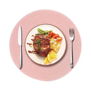 Plastic PP <b>Table</b> Mat American Style Home Use 38cm Diameter Heat Insulation Degradable Woven Coaster Set - Product Image 1