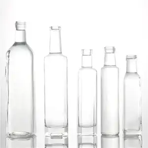 Bottiglie di vetro di forma rotonda di colore trasparente all'ingrosso naturale 500 ml bottiglia di olio d'oliva