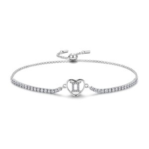 12 costellazioni astrologiche <span class=keywords><strong>bracciale</strong></span> in 925 reale in argento Sterling regolabile in cristallo Tennis per le donne gioielli di moda - Product Image 4