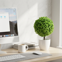 Plante artificielle moderne en forme de boule, plante en plastique, plante artificielle ronde en pot, simulation de verdure pour la décoration de la maison, du bureau, ornement
