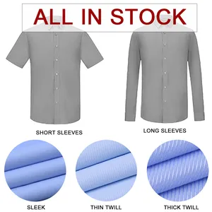 Custom Logo Summer Solid Mens Dress Shirts Short Sleeve Camisas Para Hombres Work Shirt Long Sleeve Slim Fit Business Shirts