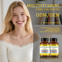 Complément Multivitaminé Adulte Marque Blanche 470mg - OEM/ODM pour l'Énergie, le Soutien Immunitaire et la Santé Globale, 60 Capsules (2 Capsules par Portion)
