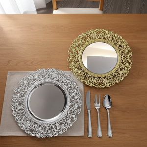 <span class=keywords><strong>Assiette</strong></span> de luxe légère en plastique et <span class=keywords><strong>verre</strong></span>, motif solide, finition électrolytique, style artisanat ancien, pour le commerce extérieur, mariages, hôtels et réceptions - Product Image 5