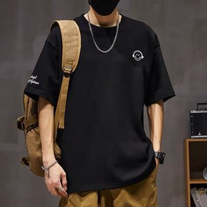 Bsln Áo thun thương hiệu thời trang mùa hè cho nam áo thun ngắn tay kiểu Nhật Bản cổ thuyền phong cách Hồng Kông 3D chữ 180 gram - Product Image 6