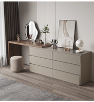 Table de toilette moderne avec miroir, tabouret et console – Meuble de luxe moderne pour chambre à coucher