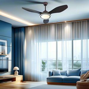 Best Modern Industrial <b>Light</b> <b>LED</b> Plywood Ceiling Fan with 3 Blades 6-Speed DC Motor Smart Remote <b>Control</b> Dimmable & High CRI 95 - Product Image 1