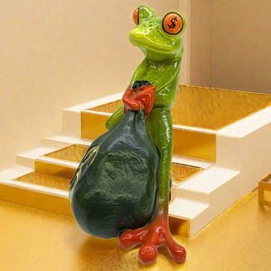 Figurine de grenouille en résine, sac à monnaie, décoration de bureau Feng Shui, cadeau pour la saint-valentin, fournitures de bureau, pièce unique - Product Image 3