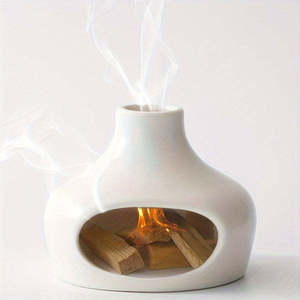 Brûleur d'encens en céramique fait à la main en <span class=keywords><strong>bois</strong></span> sacré pour la décoration zen <span class=keywords><strong>de</strong></span> yoga <span class=keywords><strong>de</strong></span> méditation avec <span class=keywords><strong>cheminée</strong></span> et bougeoir parfumé <span class=keywords><strong>de</strong></span> siège - Product Image 2