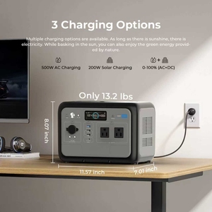 Estación de Energía Portátil de 800W, Generador Solar con MPPT, Batería LiFePO4 de 512Wh, Onda Sinusoidal Pura, Enchufes EU y US - Product Image 1