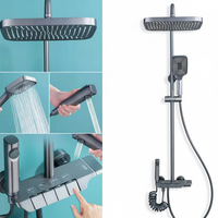 Système de douche à touches piano 4 fonctions, ensemble de douche pluie avec jet de surpression et robinet en laiton pour salle de bain moderne de luxe léger