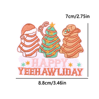 Patchs brodés personnalisés en gros avec logo, motif Noël Western et slogan Joyeux Noël, thermocollants pour vestes, chapeaux, sacs à dos, DIY