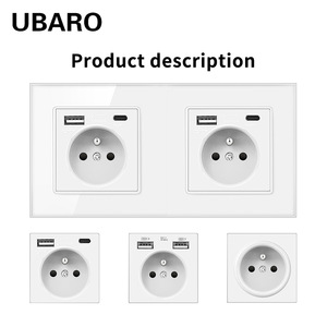 Ubaro French Style <b>Wall</b> <b>Socket</b> 16A Tempered Glass Panel Square Box Installation With Protection Door - Product Image 5