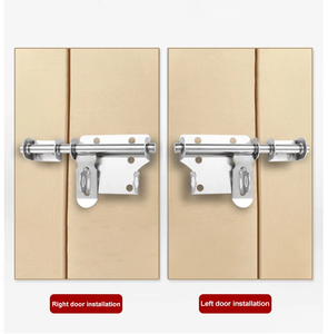 Loquet de porte en acier inoxydable avec trou pour cadenas, fermoir de sécurité, loquet coulissant, finition brossée, droit - Product Image 5