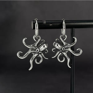 Pendientes <span class=keywords><strong>de</strong></span> Acero Inoxidable con Forma <span class=keywords><strong>de</strong></span> Calamar, Estilo Punk Rock Hip Hop Negro, <span class=keywords><strong>Precio</strong></span> al por Mayor, Joyería <span class=keywords><strong>de</strong></span> Moda - Product Image 5