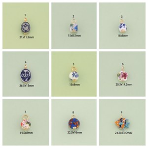 Pendentif DIY tendance : Fleurs en céramique, petits poissons et perles multi-éléments en acier inoxydable plaqué or 18 carats - Product Image 2