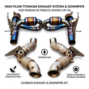 ระบบท่อไอเสียแบบเต็มระบบ Vortex High Flow Titanium Heat Shielded สำหรับ Ferrari F8 Tributo 3.9T V8 เสียงแบบ Deep Sport พร้อมชุดอุปกรณ์ Drone Free Kits - Product Image 1