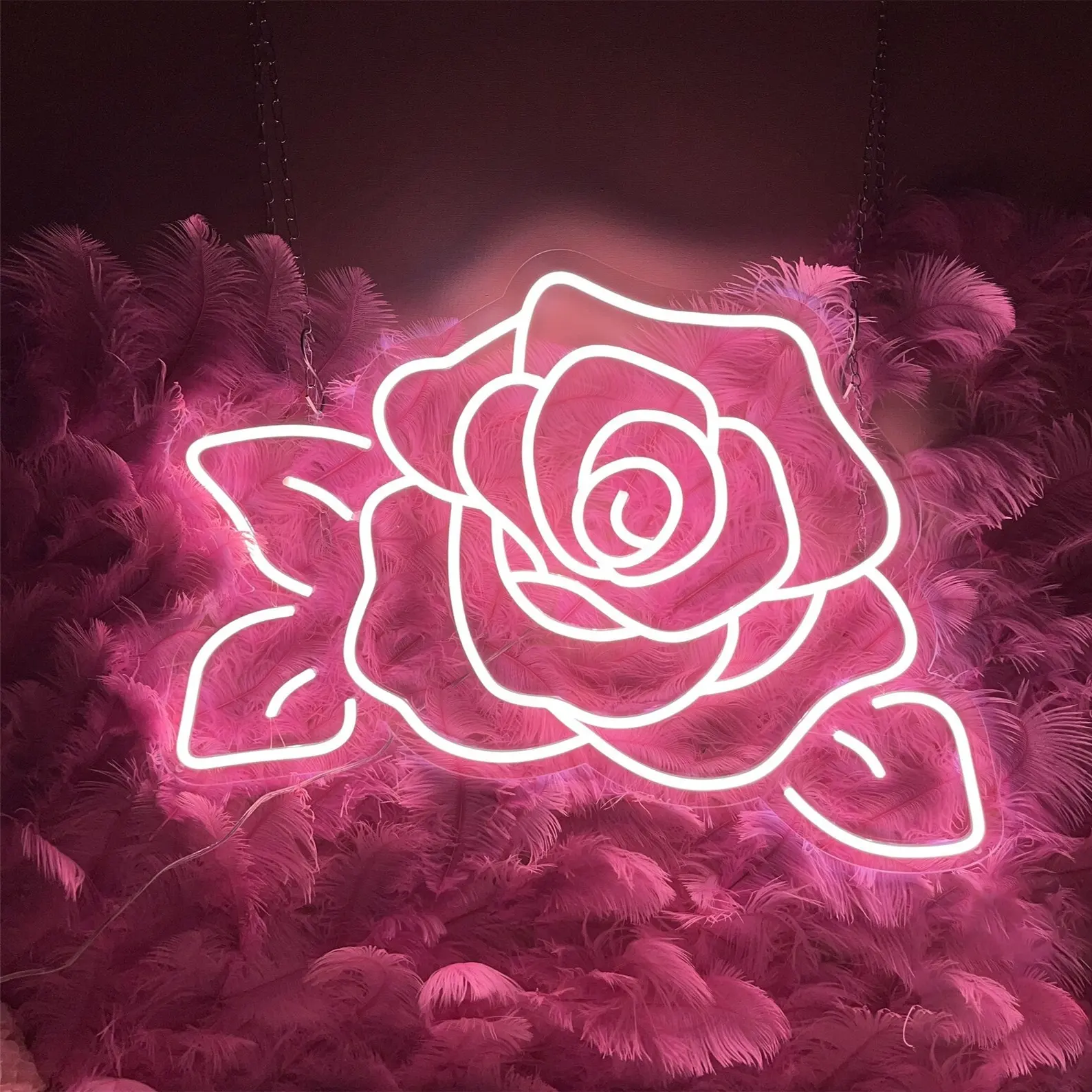 Store business logo design led pink bloom flower neon sign light neon sign light per la decorazione della parete