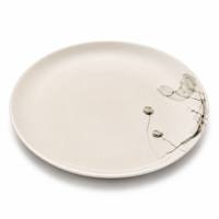 Service de table en mélamine de qualité alimentaire, tons terreux, motif lotus, assiettes et bols marron beige style peinture à l'eau chinoise pour usage domestique quotidien CE