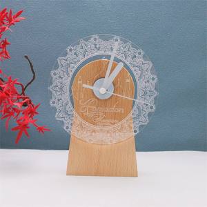 Horloge murale 3D Festival musulman moderne <span class=keywords><strong>Table</strong></span> en bois bureau cadran éclairé par LED éclairage blanc chaud pour chambre à coucher - Product Image 2