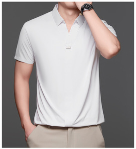 IStapromo Gifts - Polo de golf para hombre con cuello en V, camiseta de alta elasticidad sin costuras, blusa con cuello de solapa, top ajustado - Product Image 3
