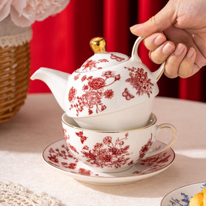 Creative Floral Mother-Daughter Bone China Teapot <strong>Set</strong> Light Luxury Retro Design Portable Ceramic <strong>Coffee</strong> Tea <strong>Set</strong> Wholesale <strong>Gift</strong> - Product Image 2