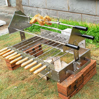 Chariot de cuisine roulant moderne en acier inoxydable, ensemble barbecue avec moteur DC 12V, rôtissoire, brochettes et allumage piézoélectrique