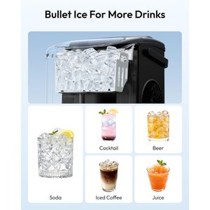 Euhomy Countertop Ice Maker 26lbs 24hrs 9 <b>Cubes</b> 6mins Auto Cleaning Portable Euhomy Countertop Ice Maker Machine With Handle 26l - Product Image 5