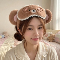 Masque pour les yeux en peluche coréen mignon avec oreilles d'ours, fait main de haute qualité, couleur personnalisable, bandeau pour femme, cadeau de fête