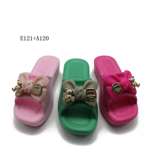Sandalias de tacón con logotipo personalizado para mujer, zapatillas deslizantes - Product Image 1
