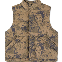 Haute qualité hommes vers le bas rembourrage gilet impression broderie hommes extérieur camouflage impression vêtements d'extérieur bouffant gilet col montant