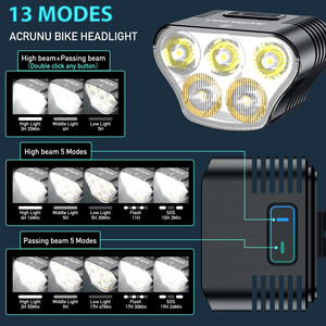 Lampe <span class=keywords><strong>de</strong></span> <span class=keywords><strong>vélo</strong></span> LED haute puissance 5000 Lumens, batterie externe, étanche IPX5, 13 modes d'éclairage, portée 200-300m, <span class=keywords><strong>phare</strong></span> <span class=keywords><strong>de</strong></span> <span class=keywords><strong>vélo</strong></span> - Product Image 6