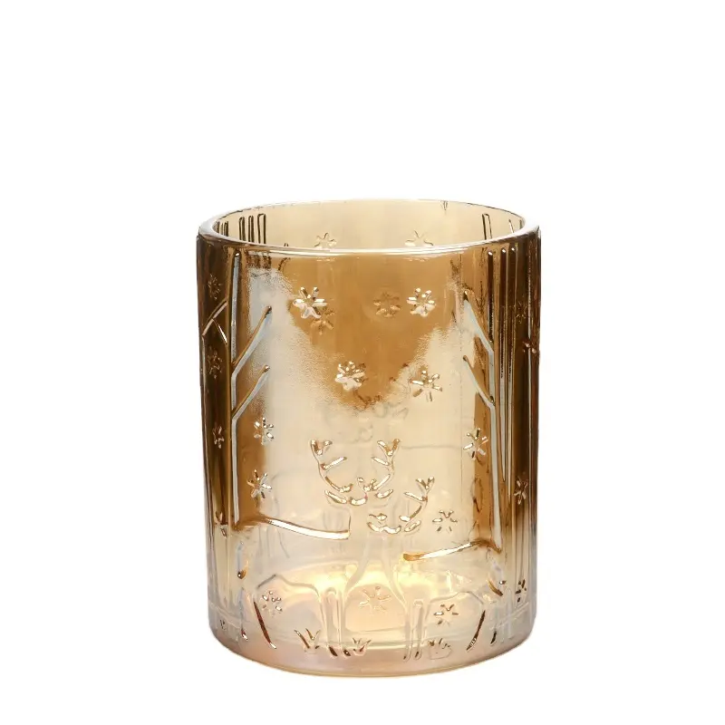 Vasetti per candele Home Deco materiale portacandele votivo portacandele in oro con vetro mercurio decorazione della casa stampa decalcomania D7 * H8CM