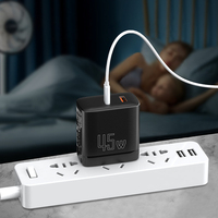 Chargeur mural USB Type-C GaN 45W Shenzhen Lvxiangyuan, PD QC 3.0, prise US, certifié UL FCC DOE Level VI ETL, compatible iPhone 11-16 Samsung
