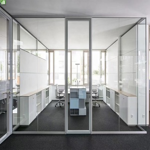 Hot Bán Cửa Màu Đen Hợp Kim Nhôm Khung Kính Phân Vùng Tường Kính Văn Phòng Phân Vùng Cho Bán Sỉ - Product Image 4