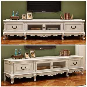 Tavolino Porta <span class=keywords><strong>TV</strong></span> in Legno Stile Retrò di Lusso Marrone per Soggiorno - Product Image 4