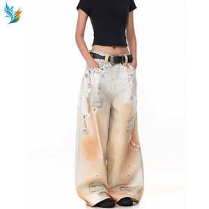 <span class=keywords><strong>Pantalones</strong></span> Vaqueros de Mezclilla con Logotipo Personalizado, Tejido Blanco, Totalmente Estampados, Corte Recto, Estilo Y2K para <span class=keywords><strong>Hombre</strong></span> - Product Image 3