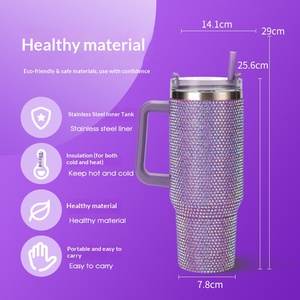 Vaso Térmico para Auto de 40oz con Asa de Diamantes, Acero Inoxidable 304, Gran Capacidad, Vaso Gigante para Hielo, Venta al Por Mayor - Product Image 4