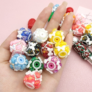 51353 Perline Decorative Natalizie a Forma di Cuore <span class=keywords><strong>con</strong></span> Fiocco e Glitter, <span class=keywords><strong>con</strong></span> Strass Brillanti e <span class=keywords><strong>Perle</strong></span> per Creazione di Gioielli Fai-da-Te e Forniture per Artigianato Festivo - Product Image 5
