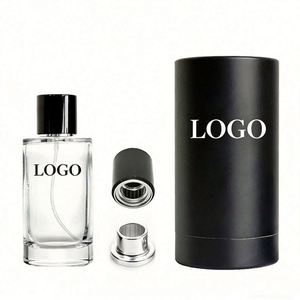 Custom Magnetic Cap Clear Glass Perfume Bottle 30ml 50ml 100ml <b>Empty</b> with Black Cylindrical <b>Gift</b> <b>Box</b> Packaging - Product Image 1
