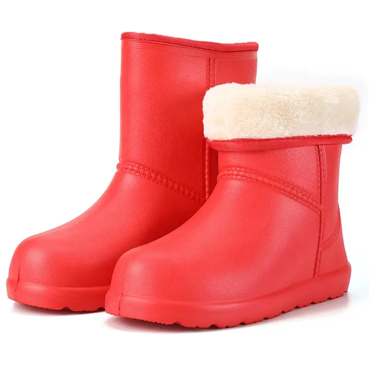 Sepatu Bot Hujan Wanita, Sepatu Bot EVA Hangat Ringan Anti Air Luar Ruangan dengan Lapisan Bulu Di Musim Dingin