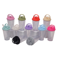 Gobelet isotherme transparent à double paroi de 16 oz avec paille, bouteille d'eau thermique portable